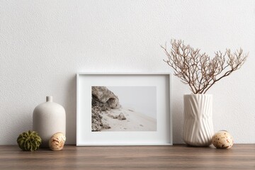 Framed nature print, neutral aesthetic