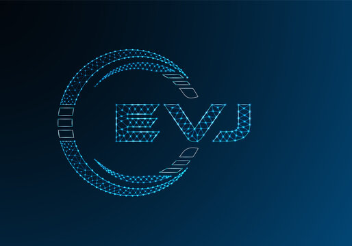 EVJ low poly letter logo vector design. EVJ lower poly logo design. Low poly logo.