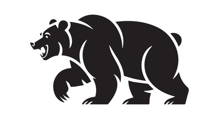 Aggressive Bear Silhouette in a Walking Pose