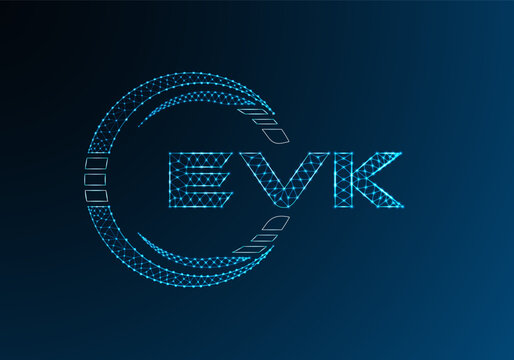 EVK low poly letter logo vector design. EVK lower poly logo design. Low poly logo.