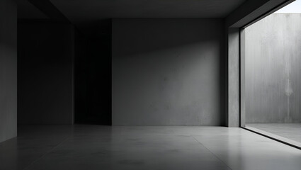 Obraz premium Stark Monochromatic Interior Scene with a Rugged Textured Wall