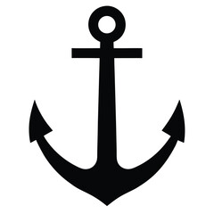 Classic Nautical Anchor Illustration Simple Black Anchor Icon