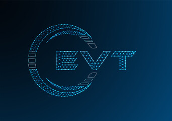 EVT low poly letter logo vector design. EVT lower poly logo design. Low poly logo.