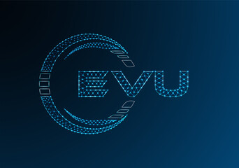 EVU low poly letter logo vector design. EVU lower poly logo design. Low poly logo.