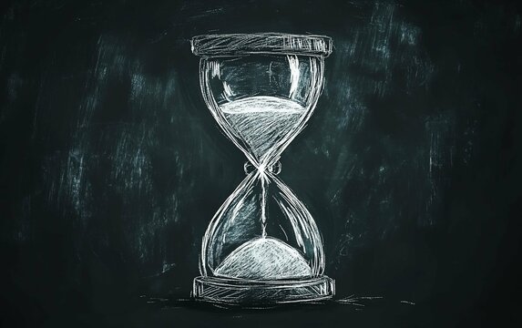 Chalkboard Hourglass Time Slipping Away