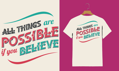 Motivational Typography Vector Design – All Things Are Possible If You Believe
