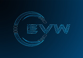 EVW low poly letter logo vector design. EVW lower poly logo design. Low poly logo.