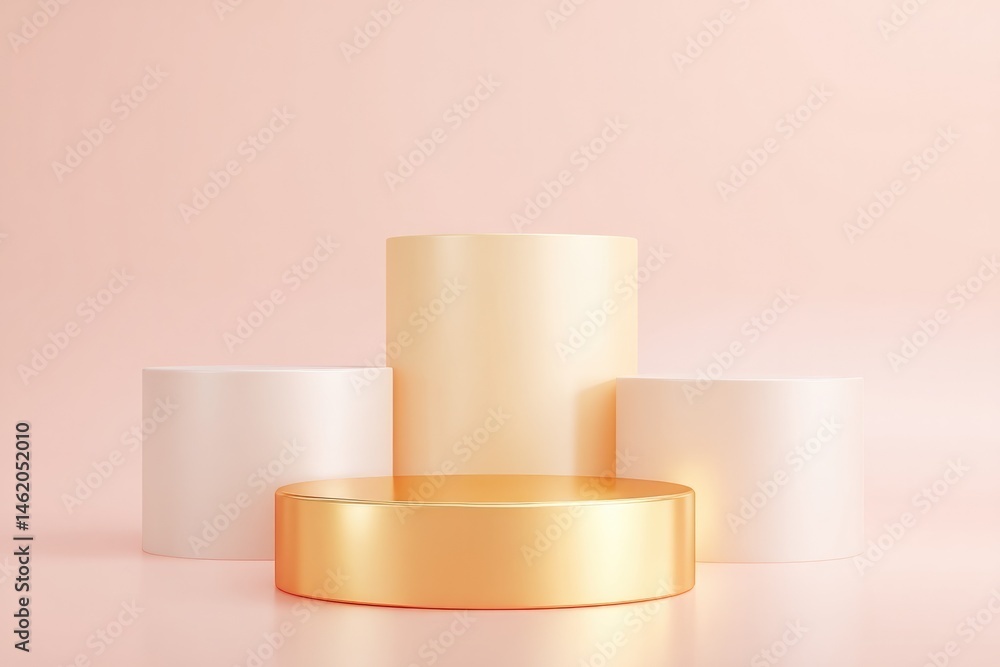 Aufkleber golden podium stands alone surrounded by abundance of empty space minimalistic and clean image