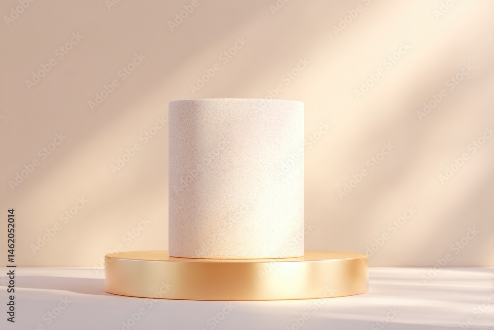 Aufkleber golden podium stands alone surrounded by abundance of empty space minimalistic and clean image
