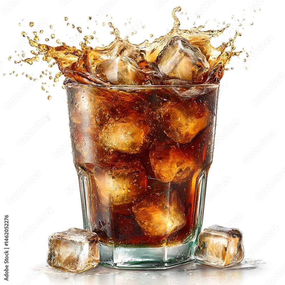 Poster refreshing blast of beverage: capturing the moment of a beverage splash, a captivating display of li
