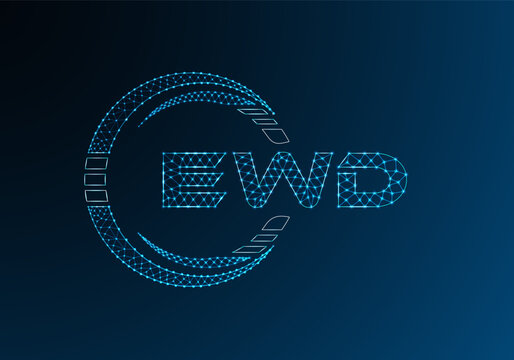 EWD low poly letter logo vector design. EWD lower poly logo design. Low poly logo.
