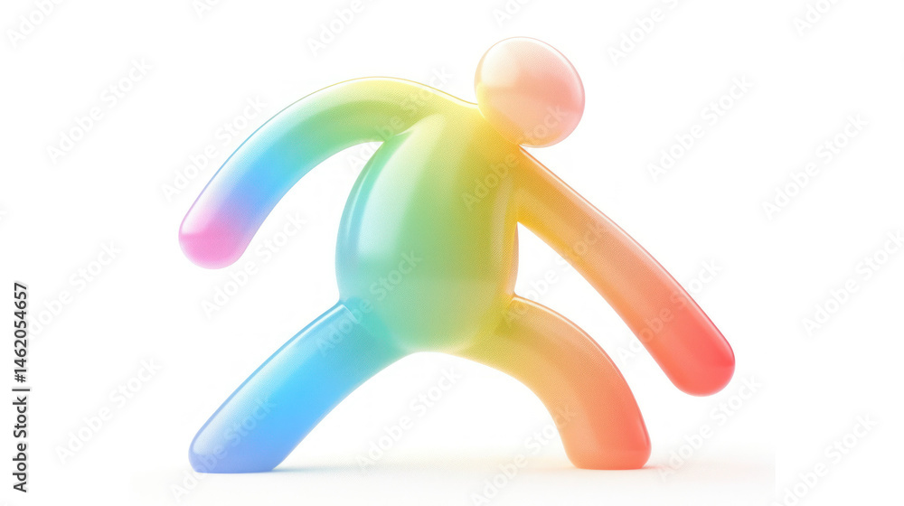 Poster colorful abstract figure in motion representing creativity and playful energy with a smooth gradient