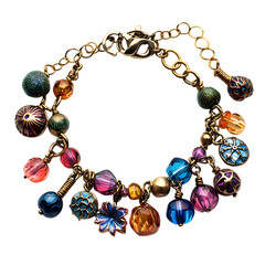 A Floral Tribute Charm Bracelet with Symbolic Beads Isolated on Transparent Background