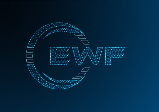 EWF low poly letter logo vector design. EWF lower poly logo design. Low poly logo.