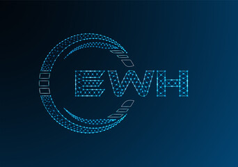 EWH low poly letter logo vector design. EWH lower poly logo design. Low poly logo.