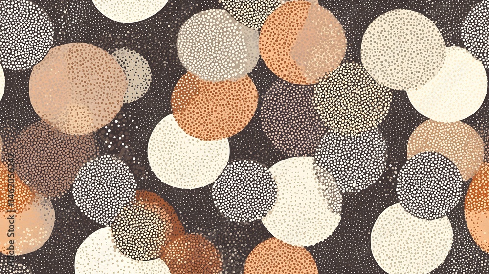 Poster abstract design with overlapping circles in muted tones.