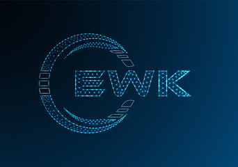 EWK low poly letter logo vector design. EWK lower poly logo design. Low poly logo.