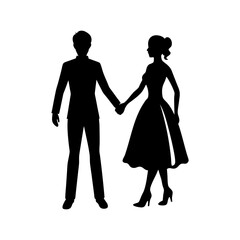couple holding hands vector silhouette