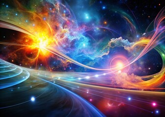 Obraz premium Abstract Surreal Business Growth: Exploding Colorful Nebula Representing Expansion and Development