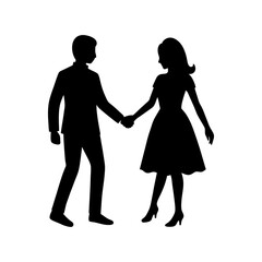 couple holding hands vector silhouette