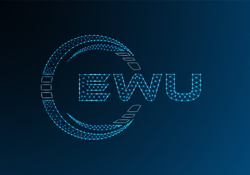 EWU low poly letter logo vector design. EWU lower poly logo design. Low poly logo.