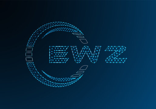EWZ low poly letter logo vector design. EWZ lower poly logo design. Low poly logo.
