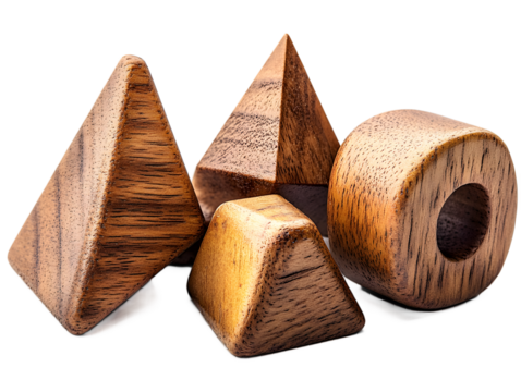 Isolated set of geometric shapes for mathematics with cut out background, high quality educational tools for school and academic visuals