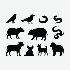 Explore a collection of simple animal line drawings with black outlines on a white background. Includes diverse species, wildlife icons, pets, marine life, and editable vector graphics.