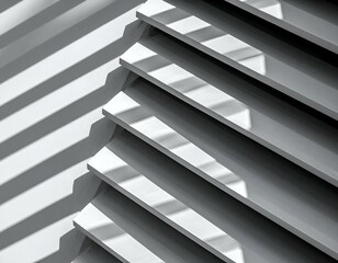 Obraz premium Abstract image of white slats with contrasting shadows, creating a modern geometric design. Perfect for backgrounds or textures.