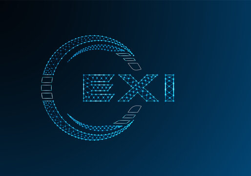 EXI low poly letter logo vector design. EXI lower poly logo design. Low poly logo.