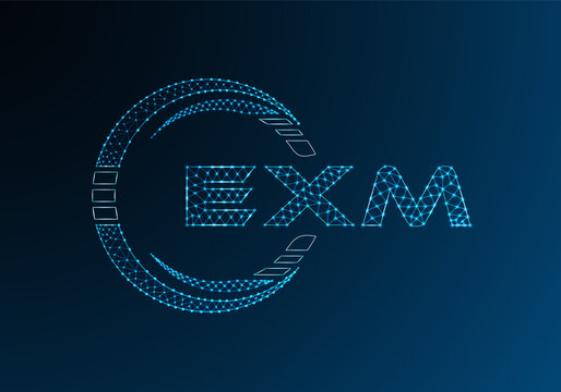 EXM low poly letter logo vector design. EXM lower poly logo design. Low poly logo.