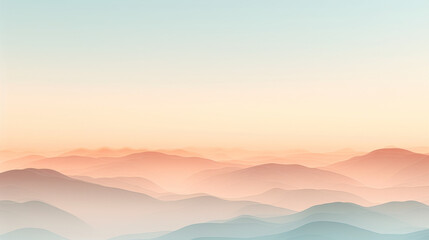 Obraz premium Serene Pastel Mountain Landscape with Soft Hues and Gentle Curves Under Sunrise Sky