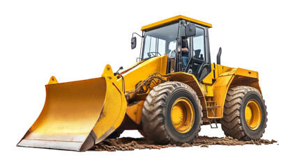Front-end loader with a large bucket for moving material. isolated on transparent background
