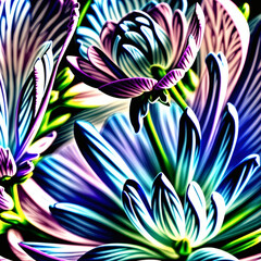 Mother's Day graphic with flower art in teal and lavender hues for hol