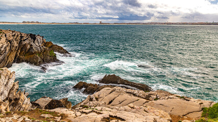Portuguese atlantic ocean coastline between lisbone and porto