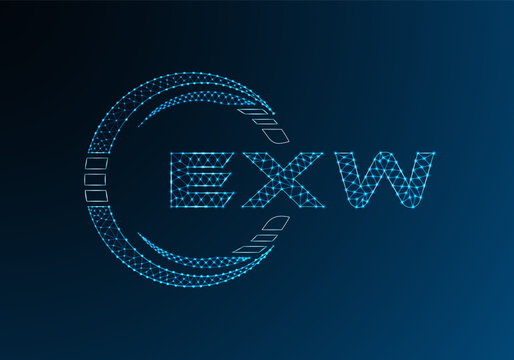 EXW low poly letter logo vector design. EXW lower poly logo design. Low poly logo.