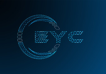 EYC low poly letter logo vector design. EYC lower poly logo design. Low poly logo.