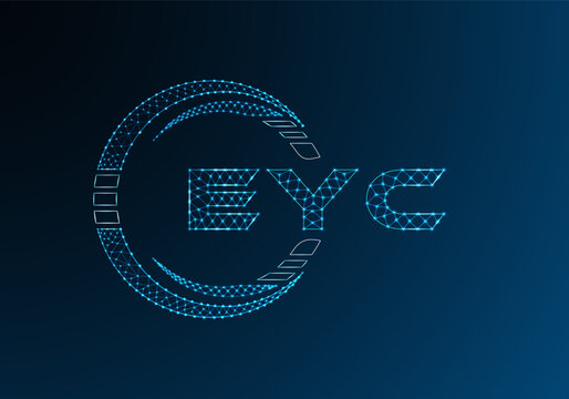 EYC low poly letter logo vector design. EYC lower poly logo design. Low poly logo.