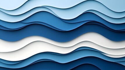 Fototapeta premium Flowing abstract waves in a gentle gradient of blue tones