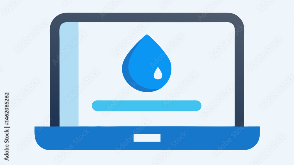 Poster hydration level gauge the screen of the device showing a water droplet icon with a blue color gradie