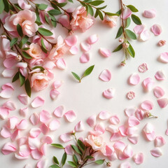 Obraz premium Romantic Floral Flatlay with Pastel Accents for Spring Celebrations