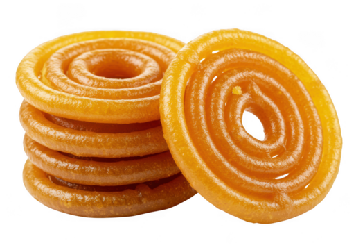 A stack of jalebi sweets isolated on transparent background