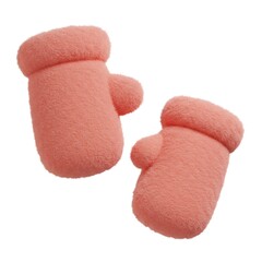 3D Pink Woolen Mittens Illustration