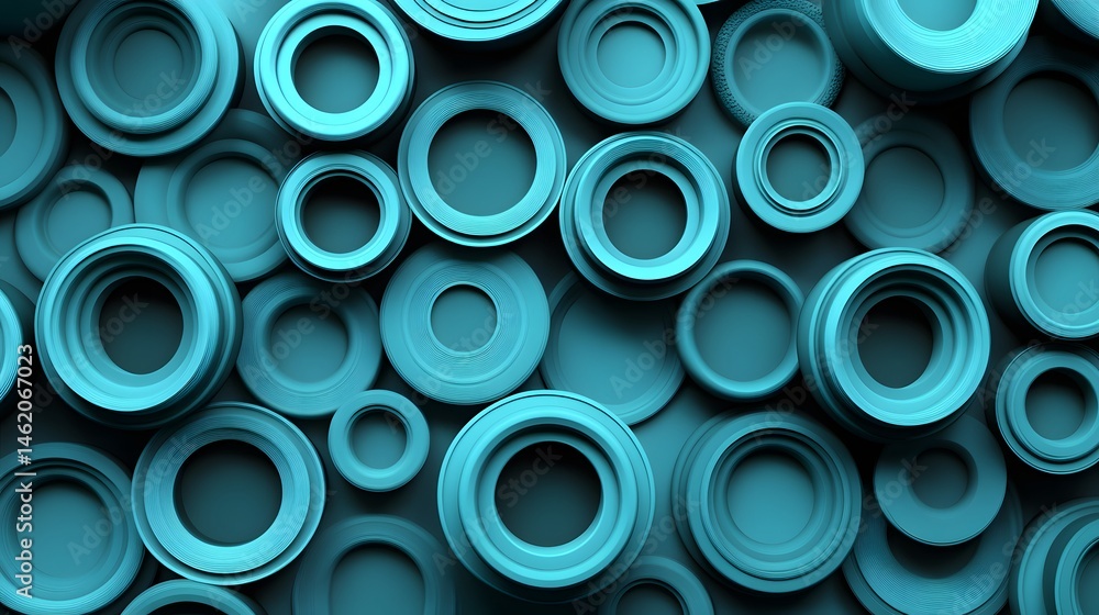 Aufkleber abstract design of overlapping teal circles.