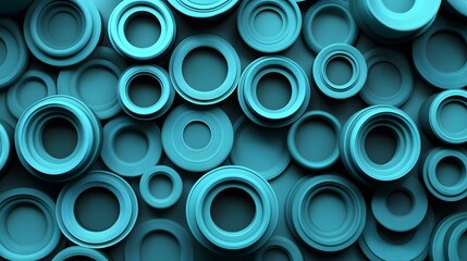 Abstract design of overlapping teal circles.