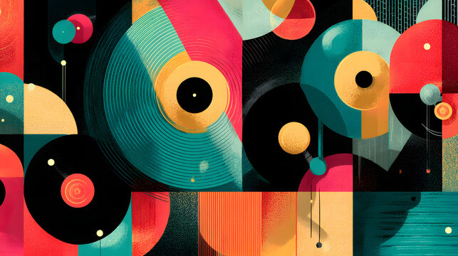 abstract Vinyl Records & Retro Music Vibes background