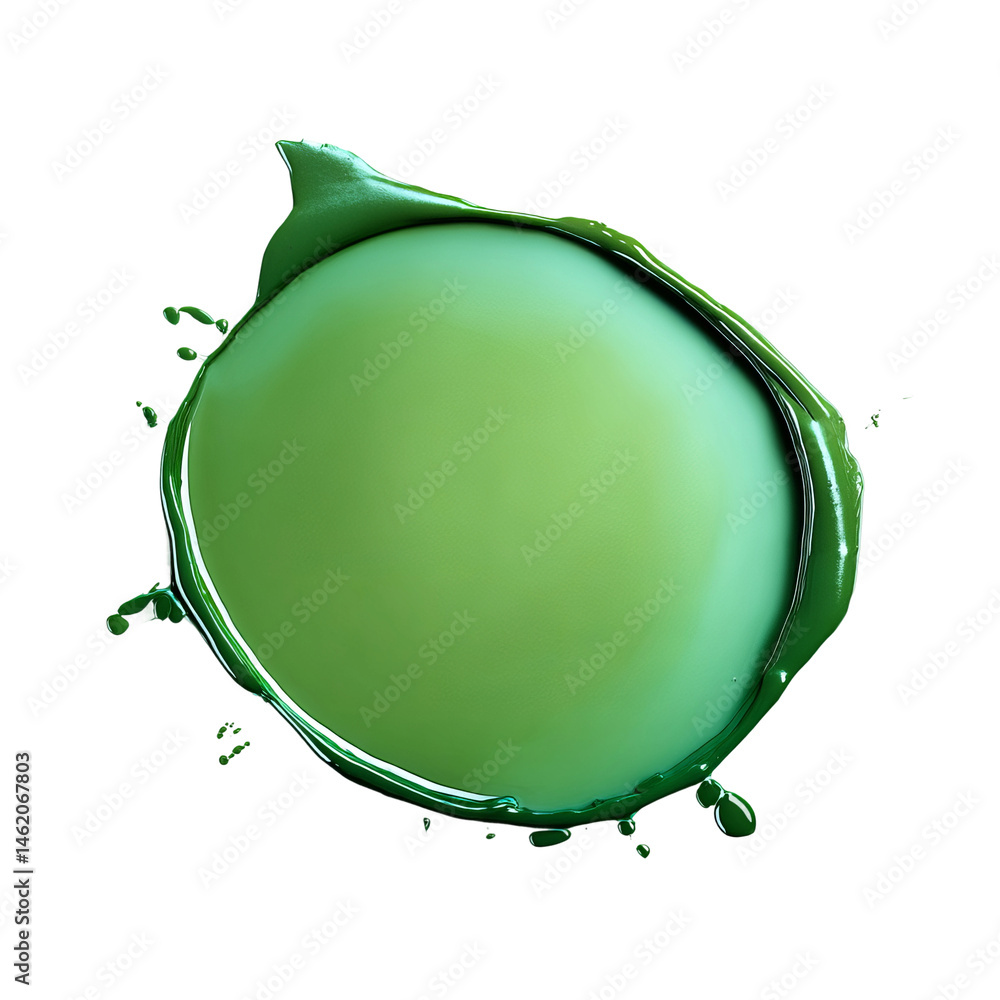 Poster A round of green color splash with drop effect, vivid color and smooth blending 