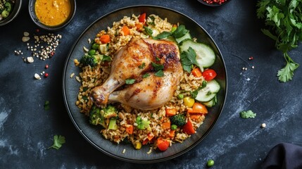 Roasted Chicken with Vegetable Rice