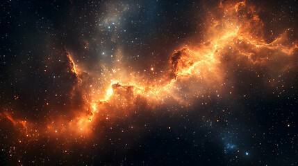 Obraz premium Cosmic nebulae display of fiery space clouds.