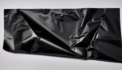 Black Plastic Sheet Crumpled Texture Abstract Background Image